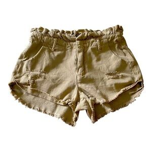 KITTENISH-WOMENS TAN PAPER BAG SHORTS -SIZE SMALL